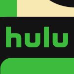 The green Hulu logo set against a background of shapes colored green, cream, and black.