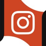 Instagram logo with geometric design background