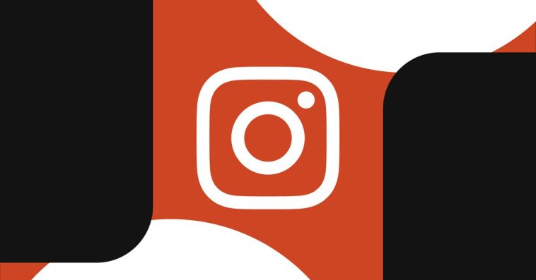 Instagram logo with geometric design background