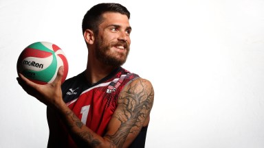 ANAHEIM, CA - MAY 24:  Matt Anderson of the USA men's indoor volleyball team poses for a portrait at the American Sports Center on May 24, 2016 in Anaheim, California.  (Photo by Sean M. Haffey/Getty Images)