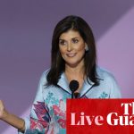 Nikki Haley says Donald Trump ‘has my strong endorsement’ as she is greeted by boos and cheers at Republican convention – live