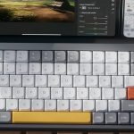 keyboards with monitors on picnic table