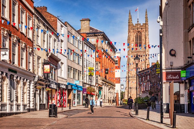 People shopping in a highstreet in Derby