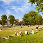 People relaxing in the sun, Clapham Common, Clapham, London.