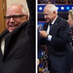 Rep. Tim Walz (D-MN) and his wife, Gwen Walz, celebrate while entering his election night party on August 14, 2018 in St Paul, Minnesota. Walz won the night's primary and will go on to be the DFL candidate for Governor in the general election.