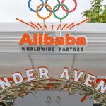 Logo of Alibaba, a Chinese multinational technology company specializing in e-commerce, retail, internet, and technology, and a Worldwide Olympic Partner, on July 17, 2024, in Paris France. (Photo by Artur Widak/NurPhoto via Getty Images)