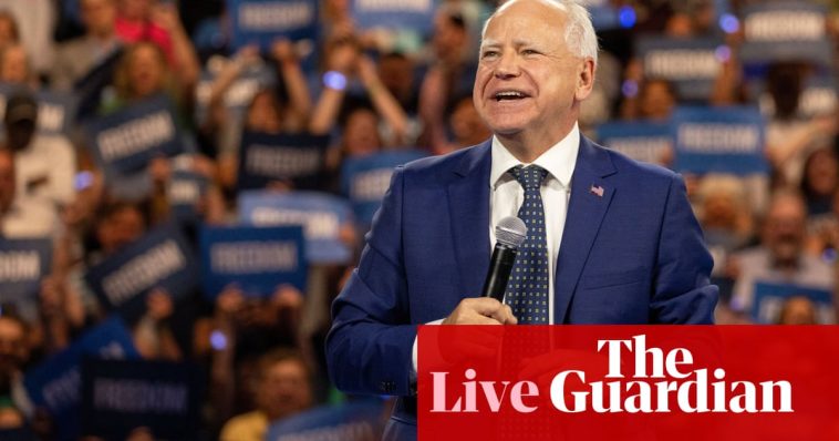 Bill Clinton and Tim Walz to address DNC after Barack Obama cheers crowd with Trump digs – US politics live