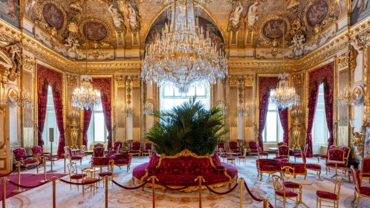 The grand salon on display at the Louvre Museum's Napoleon III apartments.