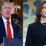 Donald Trump and Kamala Harris split