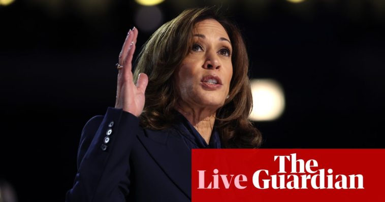 Kamala Harris accepts nomination for president amid deafening cheers in Democratic convention speech – live