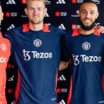 Matthijs de Ligt and Noussair Mazroui are flanked by Erik ten Hag and Dan Ashworth