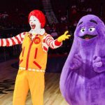 Ronald McDonald and Grimace at the All American Games