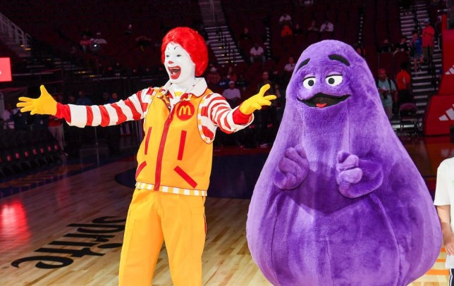 Ronald McDonald and Grimace at the All American Games