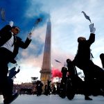 Dancers perform in front of the Obelisque de Louxor (Luxor Obelisk) at the Place de la Concorde during the Paris 2024 Paralympic Games Opening Ceremony in Paris on August 28, 2024.