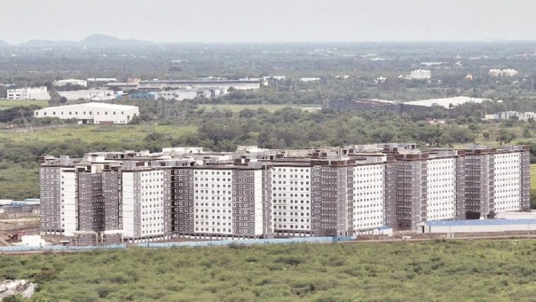 As many as 18,720 women Foxconn workers can reside at the 20-acre housing complex in Vallam Vadagal. Tamil Nadu Chief Minister M K Stalin will inaugurate it on Saturday | Photo: SIPCOT