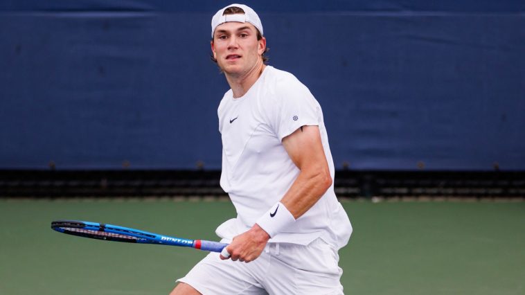 Jack Draper of Great Britain practices before the start of the US Open at the USTA Billie Jean King National Tennis Center on August 22, 2024 in New York City. (Photo by Frey/TPN/Getty Images)