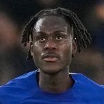 Chelsea's Trevoh Chalobah celebrates after scoring his side's opening goal during the English Premier League soccer match between Chelsea and Tottenham Hotspur at Stamford Bridge stadium in London, Thursday, May 2, 2024. (AP Photo/Kirsty Wigglesworth)