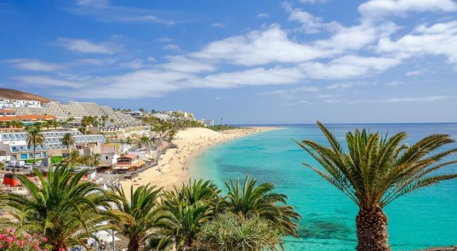 Beach in Morro Jable, Fuerteventura, Spain.