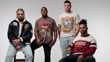 NFL players Rome Odunze, Nick Chubb, TJ Watt and Fred Warner in the Abercrombie & Fitch campaign.