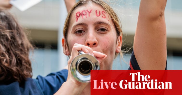 Australia politics live: day of protest as NSW nurses threaten strike and farmers descend on Canberra