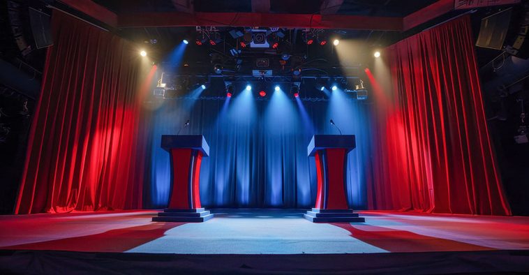 debate stage in a televeison studio