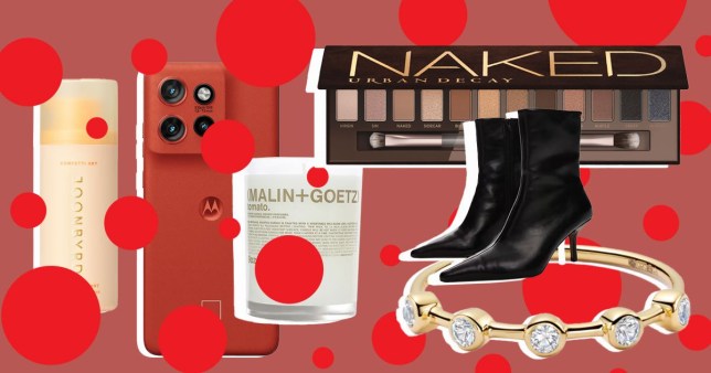 A variety of beauty products and fashion items from Motorola, ASOS and Urban Decay.