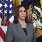 Harris takes a turn at White House bully pulpit to amplify Ukraine, gun control messages