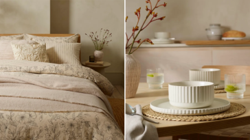 F&F sheets and a bowl in the Tesco homeware range.