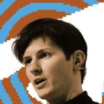 Photo illustration of Telegram CEO Pavel Durov with the Telegram logo.