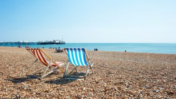 deck chairs on brighton beach