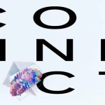 the letters of the word “connect” spelled out on three lines, and a floating diamond with colorful shapes around it