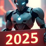 robot holding 2025 sign