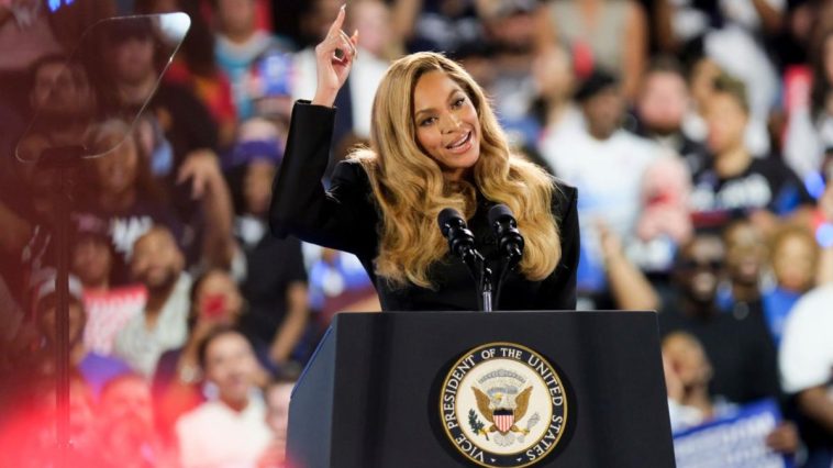 Beyoncé fires up Kamala Harris rally in superstar’s hometown