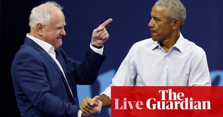 US elections live: Obama ridicules Trump’s boasts on economy as Walz dismisses Republican nominee’s McDonald’s ‘stunt’