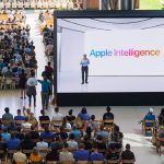 Apple Vice President of Software Engineering Craig Federighi introduces Apple Intelligence during the WWDC24 keynote at Apple Park.