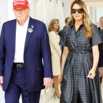 Republican presidential nominee former President Donald Trump and his wife Melania Trump depart after casting their votes at a polling place in the Morton and Barbara Mandel Recreation Center on Election Day, on November 05, 2024 in Palm Beach, Florida. Trump will hold an Election Night event at the Palm Beach Convention Center.