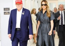 Republican presidential nominee former President Donald Trump and his wife Melania Trump depart after casting their votes at a polling place in the Morton and Barbara Mandel Recreation Center on Election Day, on November 05, 2024 in Palm Beach, Florida. Trump will hold an Election Night event at the Palm Beach Convention Center.