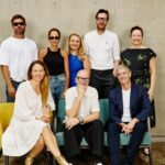 Clockwise from top left): Aje co-founder Adrian Norris, Ksubi creative director Pip Edwards, Australian Fashion Council Chair Marianne Perkovic, Carla Zampatti CEO Alex Schuman, Australian Fashion Council board member Helen Waldron, Minister John Graham, The Ordre Group CEO Simon Lock, Australian Fashion Council CEO Jaana Quaintance-James. Carriageworks, Sydney, December 15, 2024.