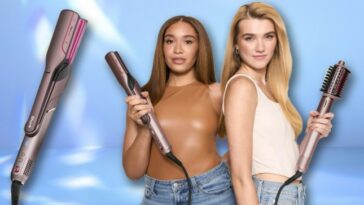 Image of models holding Shark FlexFusion Straight 5-in-1 Air Styler & Dryer & Ceramic Straightener with Case