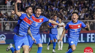 The Philippines celebrates after beating Thailand in the Asean Cup.