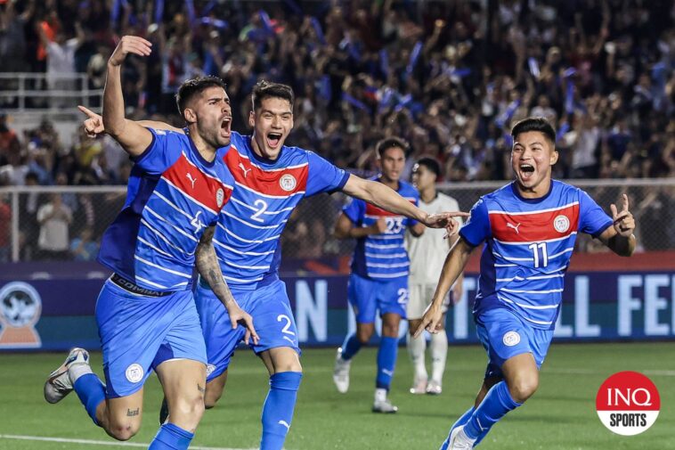 The Philippines celebrates after beating Thailand in the Asean Cup.