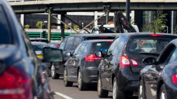 Heavy traffic on a London A road