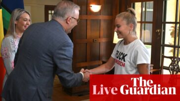 Australia news live: PM ridicules Sussan Ley’s ‘Mars’ analogy and calls out Grace Tame’s ‘disrespectful’ T-shirt