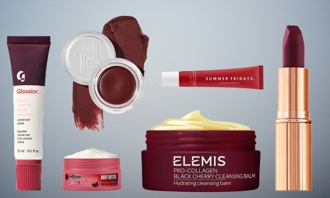 Various beauty products that have the on-trend 'black cherry' theme.