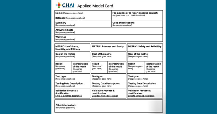 CHAI launches open-source healthcare AI nutrition label model card