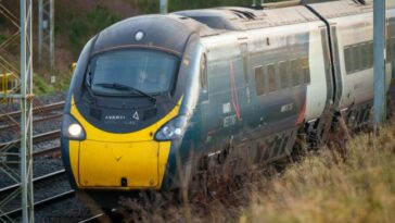 CREWE, UNITED KINGDOM - DECEMBER 15: An Avanti West Coast mainline train on the tracks on December 15, 2023 in Crewe, United Kingdom. Cheshire East Council must write off ??8.6m, mostly borrowed, from the ??11m invested in preparation for the abandoned HS2 north of Birmingham project, with council leaders stating that the government's "network north" proposals provide insufficient relief. (Photo by Christopher Furlong/Getty Images)