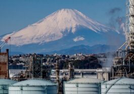 The Keihin Industrial Zone with Mount Fuji in the background