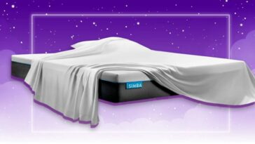 Simba mattress on a bright purple background